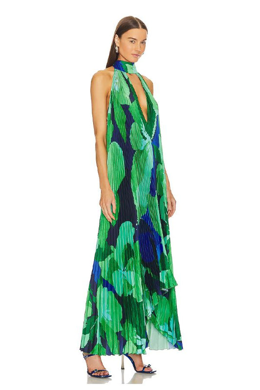 Vestido Opera Midi Estampado Verde