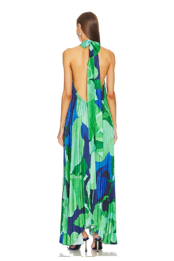 Vestido Opera Midi Estampado Verde
