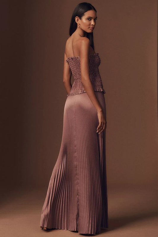 Vestido Maya Largo Plisado Mauve