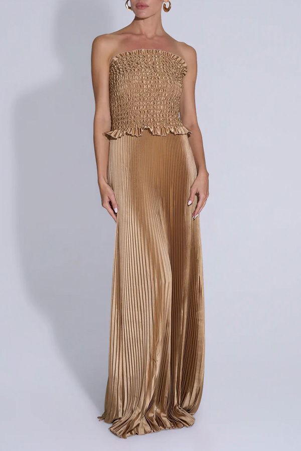 Vestido Maya Largo Plisado Desierto