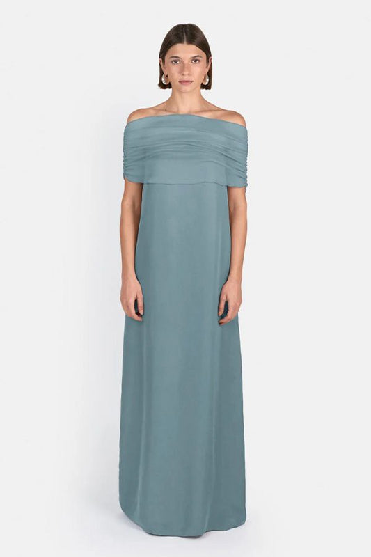 Vestido Janet con Riz Bandeau Aqua Blue