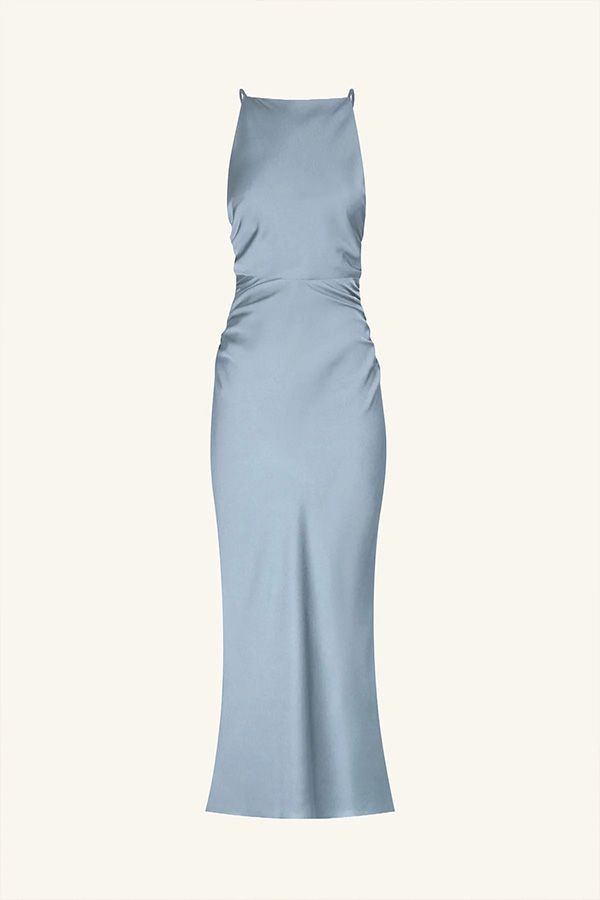 Vestido Midi Fruncido Azul