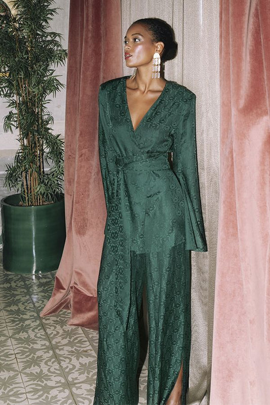 Traje Frida Esmeralda Estampado con Cinturon