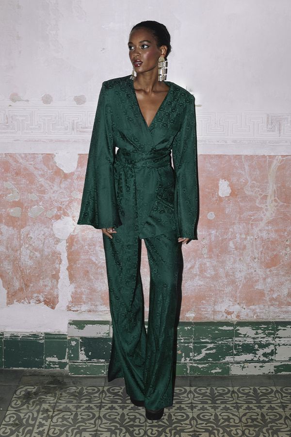 Traje Frida Esmeralda Estampado con Cinturon