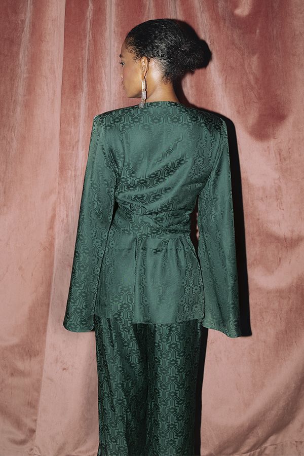 Traje Frida Esmeralda Estampado con Cinturon