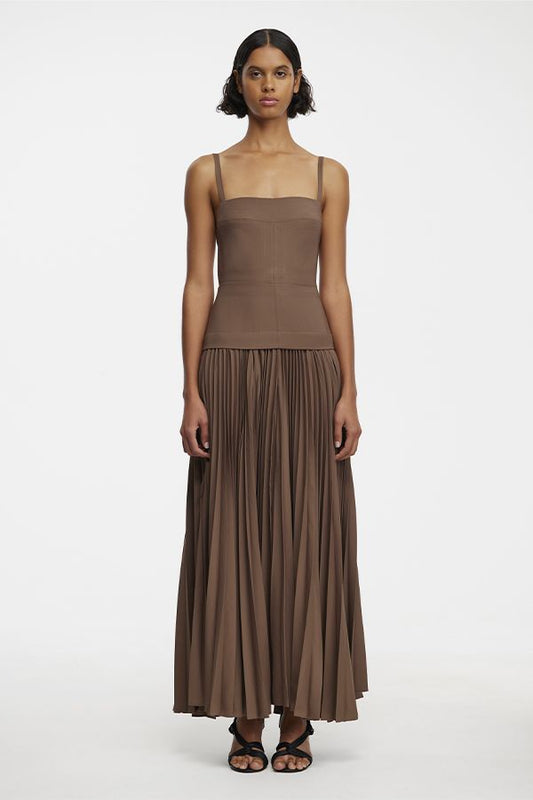 Vestido Leasgill Plisado Marron
