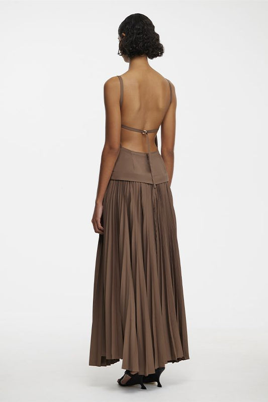 Vestido Leasgill Plisado Marron