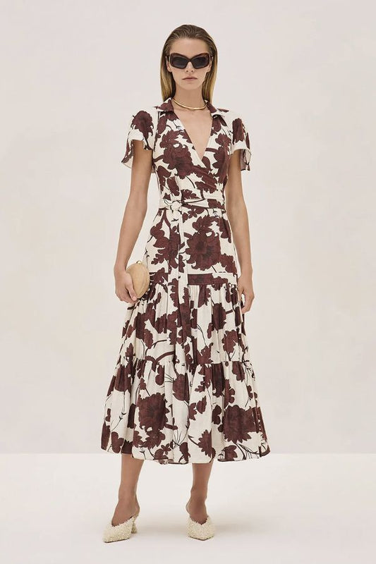 Vestido Avanna Midi Marron Estampado