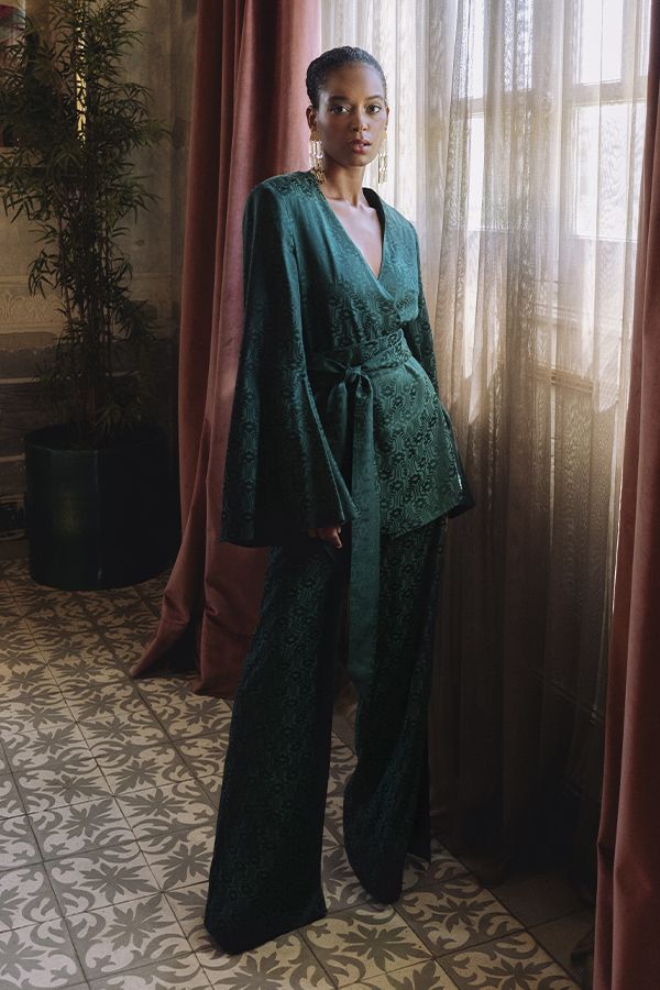 Traje Frida Esmeralda Estampado con Cinturon