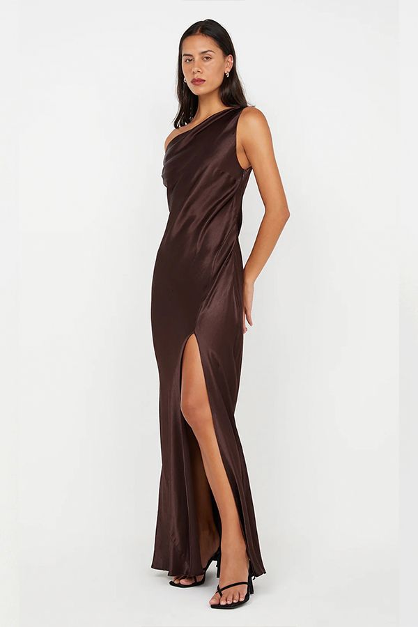 Vestido Sol Largo Asimetrico Chocolate