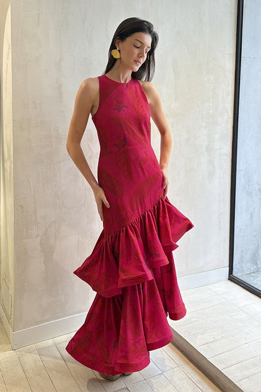 Vestido Costanera Estampado Rojo