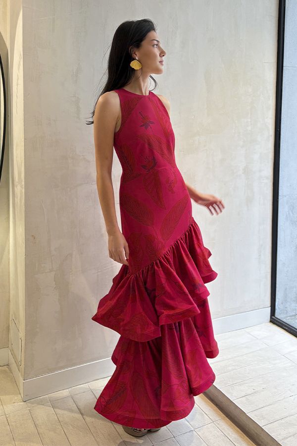 Vestido Costanera Estampado Rojo