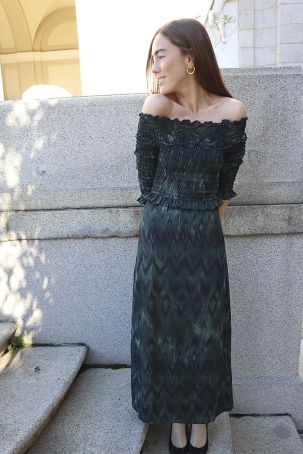 Vestido Lune Estampado Verde