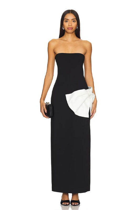 Vestido Aurora Largo Negro Lazo