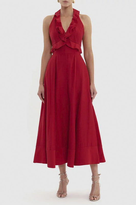 Vestido Simona Midi Cut Out Rojo