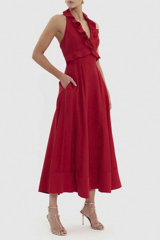 Vestido Simona Midi Cut Out Rojo