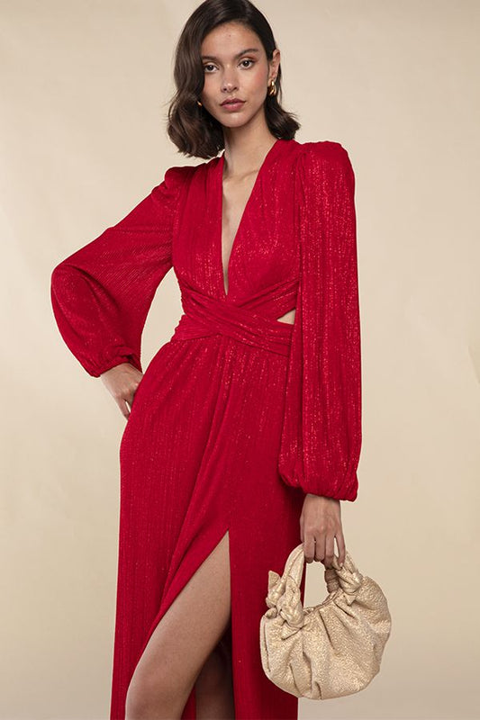 Vestido Samantha Largo Rojo Brillante