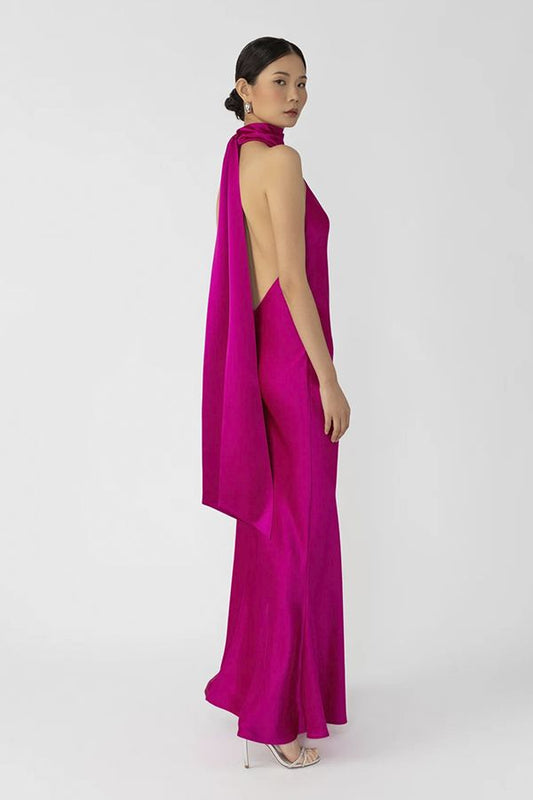 Vestido Penelope Satén Rosa Magenta