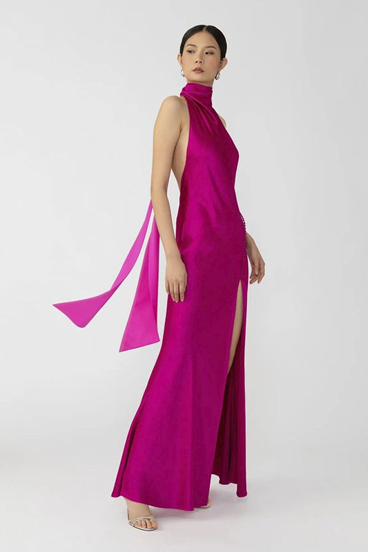 Vestido Penelope Satén Rosa Magenta