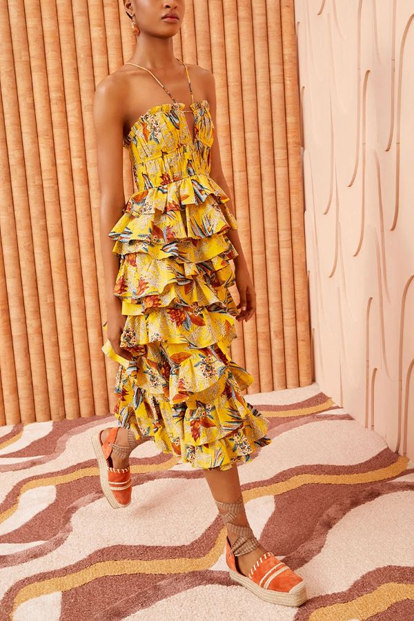 Vestido Josefine Midi Volantes Floral