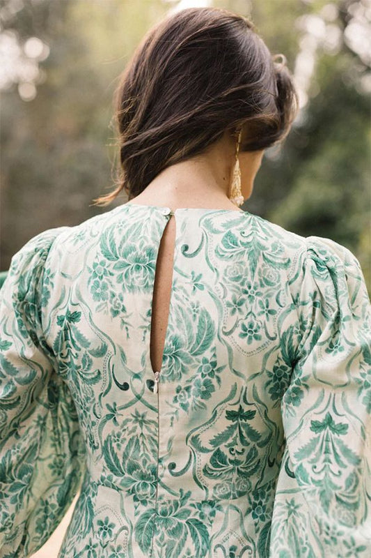 Vestido Siracusa Midi Verde Acuarela
