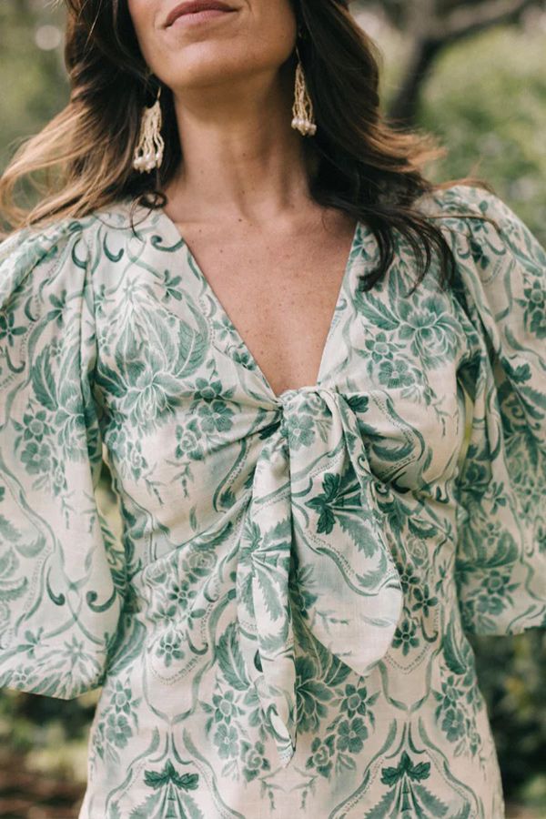 Vestido Siracusa Midi Verde Acuarela
