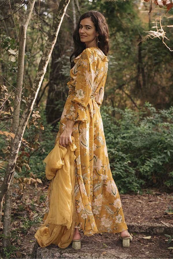Vestido Amaris Midi Cruzado Ocre
