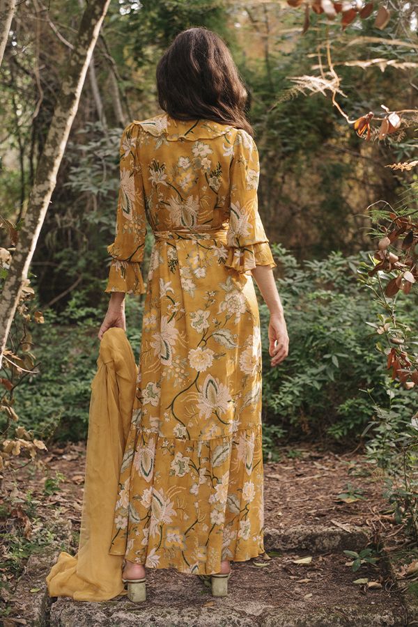 Vestido Amaris Midi Cruzado Ocre