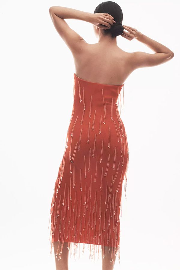 Vestido Amala Naranja con Cristales