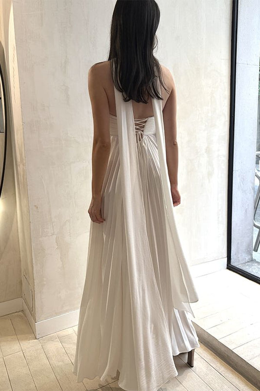 Vestido Daphne Largo Plisado Ivory