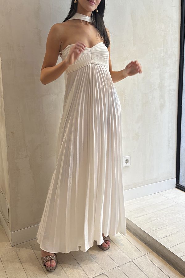Vestido Daphne Largo Plisado Ivory