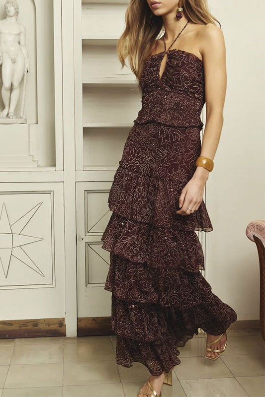 Set Morgan Top y Falda Marron Estampado