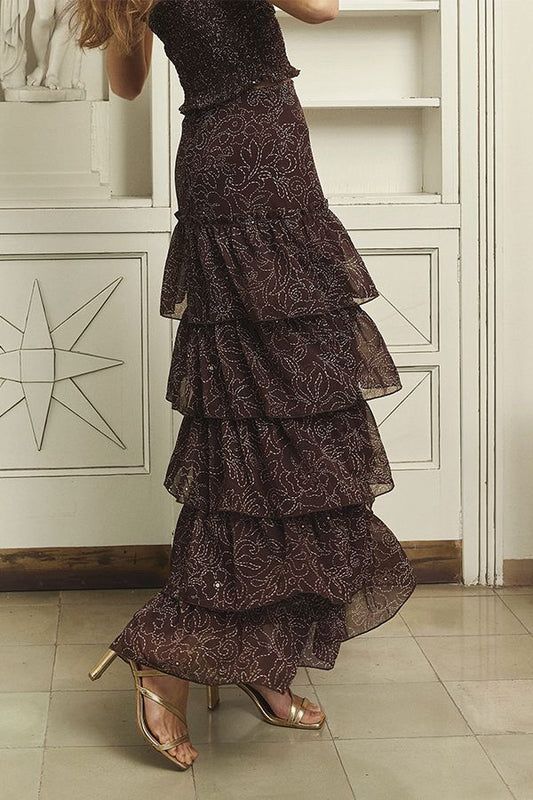 Set Morgan Top y Falda Marron Estampado