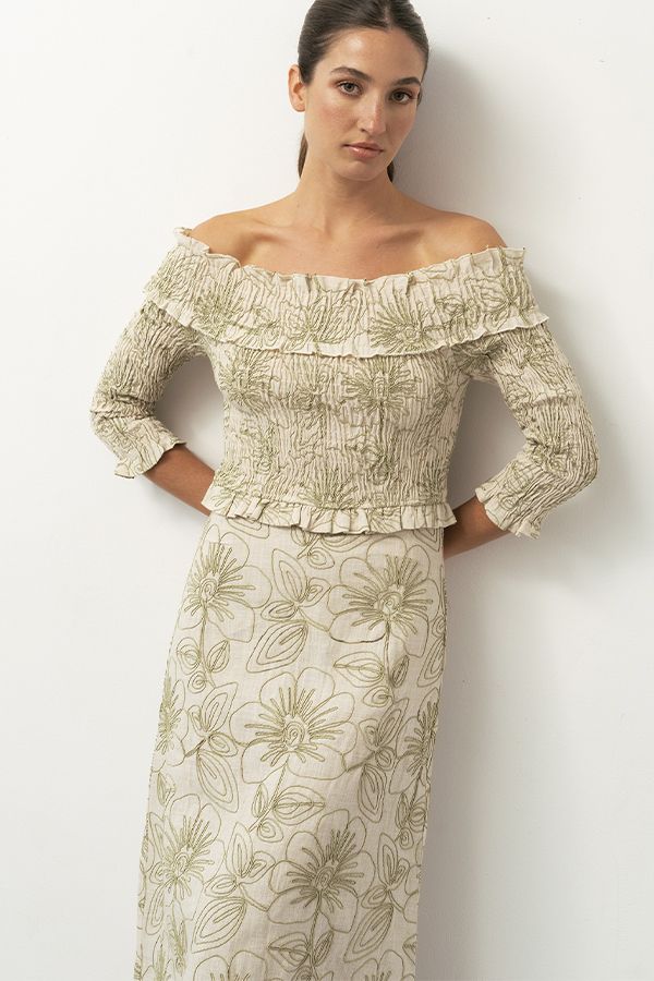 Vestido Odeon Estampado Beige