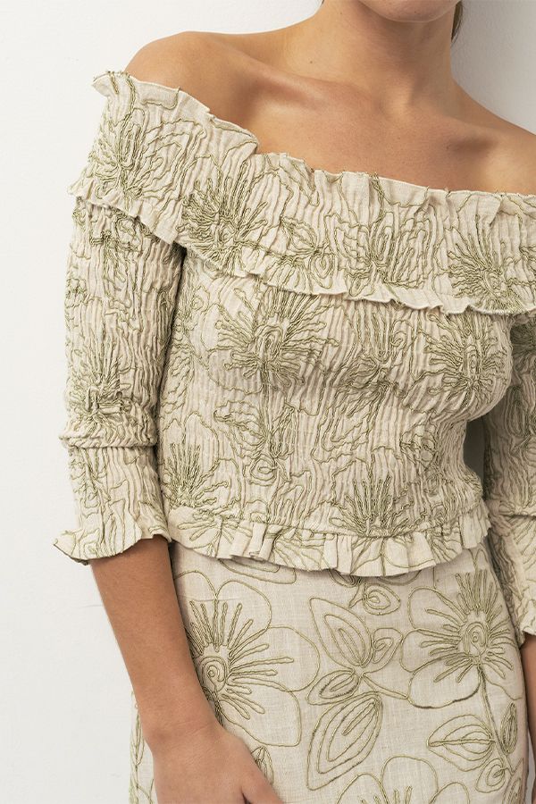 Vestido Odeon Estampado Beige