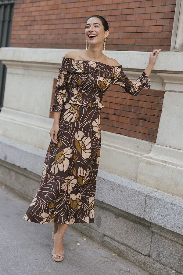 Vestido Emile Bardot Estampado Multicolor