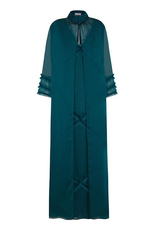 Vestido Mara Largo Verde con Chaleco
