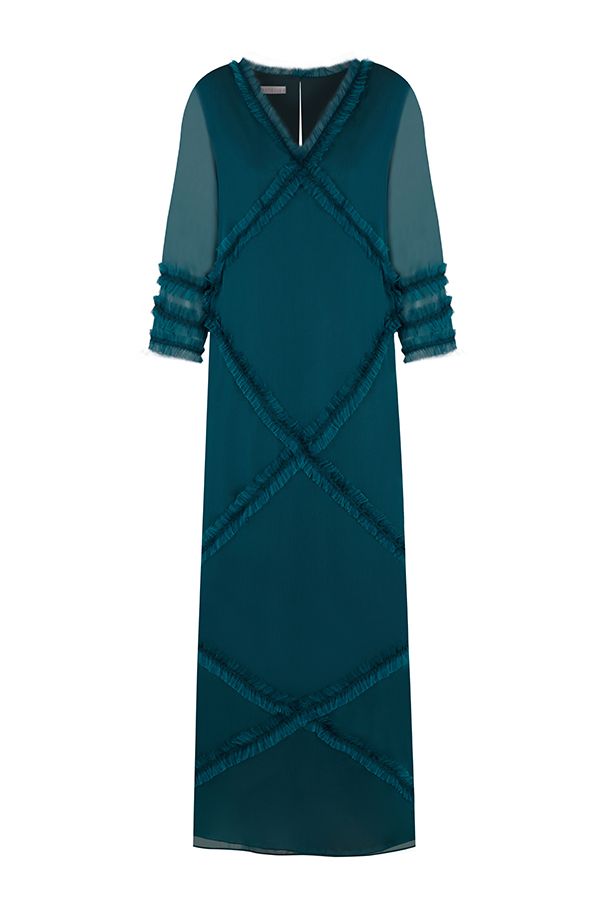 Vestido Mara Largo Verde con Chaleco