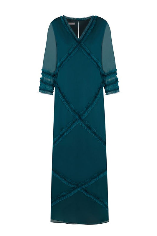 Vestido Mara Largo Verde con Chaleco