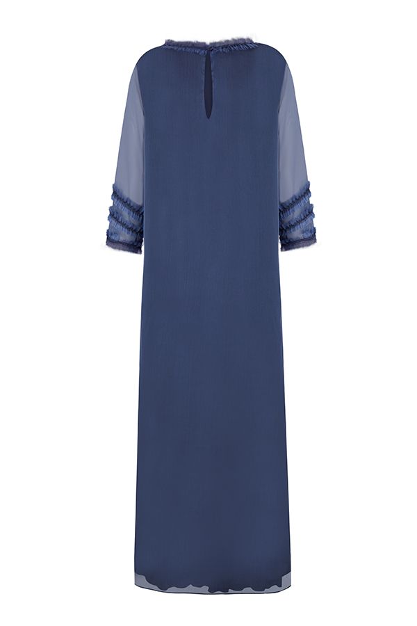 Vestido Mara Largo Azul Lavanda con Chaleco