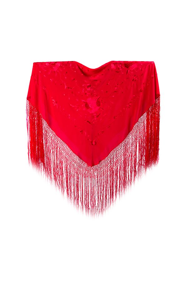 Mantón Seda Bordado Mediano