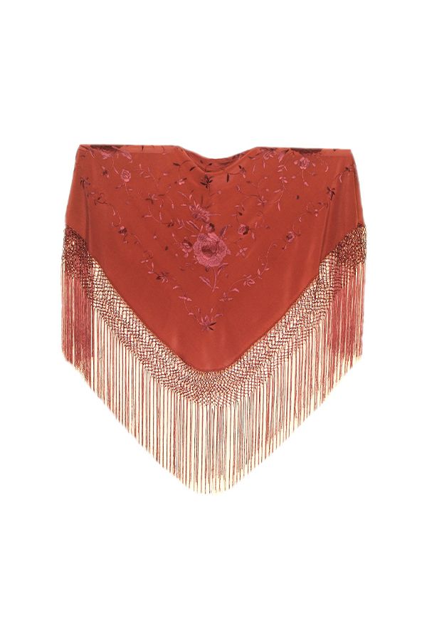 Mantón Seda Bordado Mediano