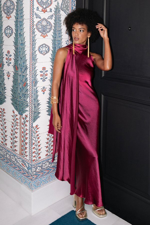 Vestido Audrey Midi Frambuesa