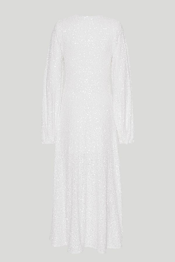 Vestido Sirin Lentejuelas Bordadas Blanco Novia