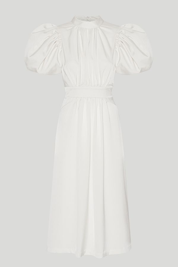 Vestido Noon Mangas Abullonadas Blanco Novia