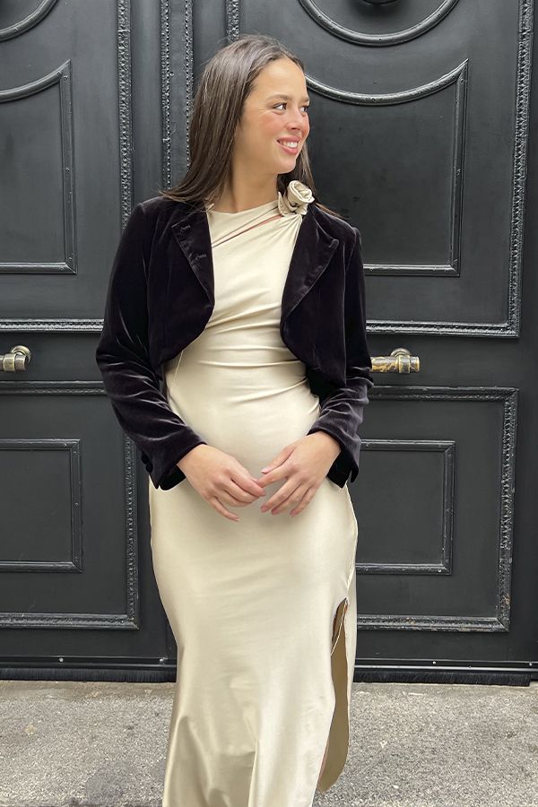 Chaqueta Corta de Terciopelo Negro