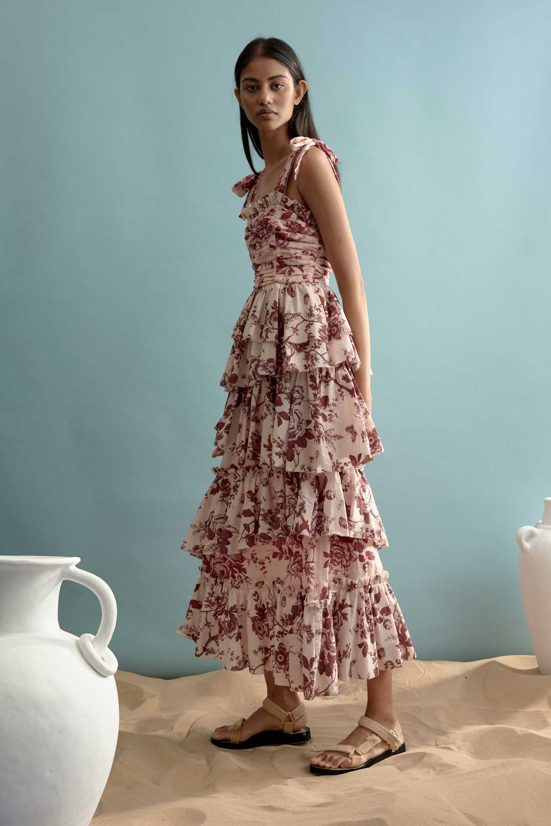 Vestido Heather Estampado Flores Volantes