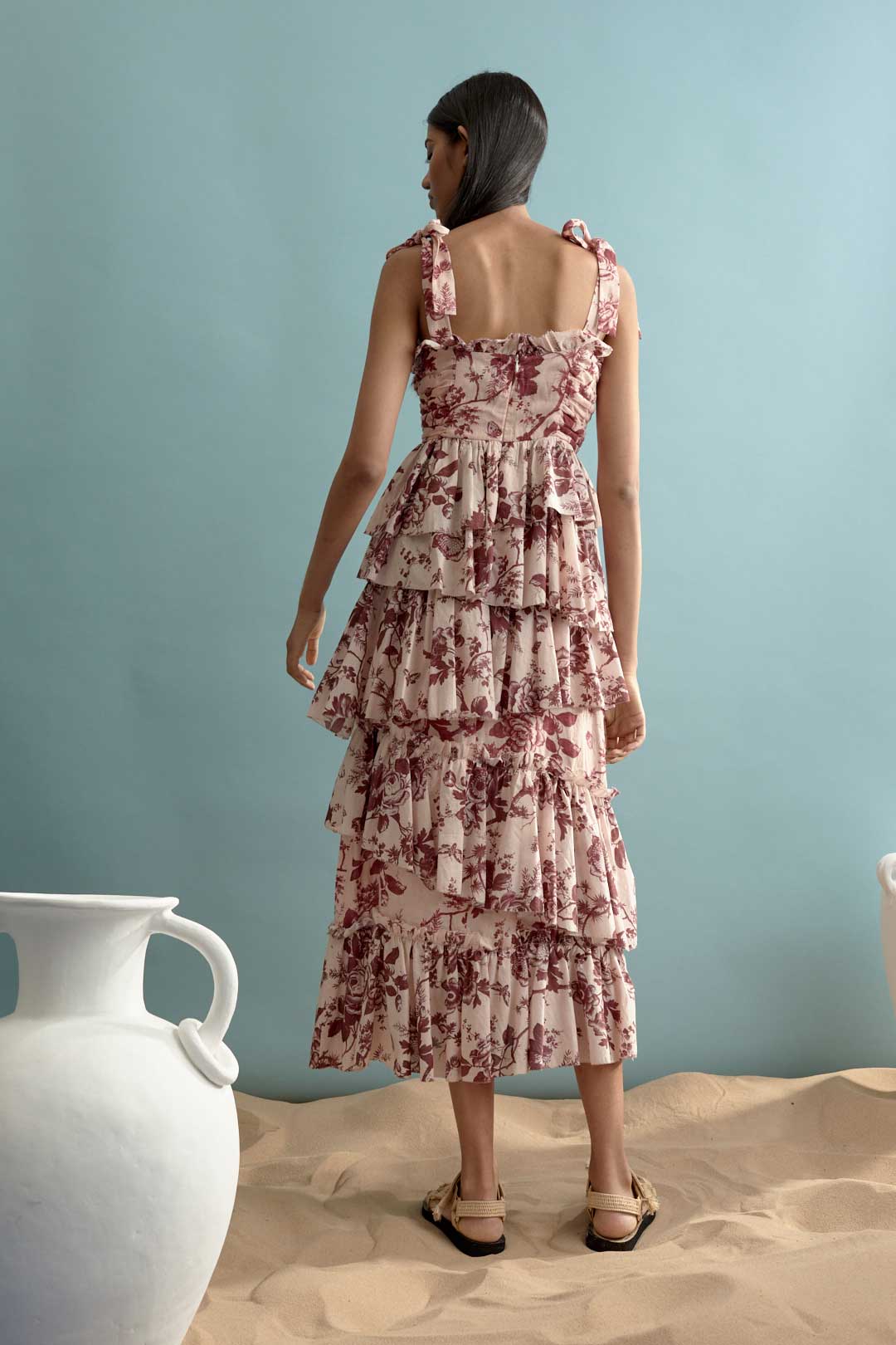 Vestido Heather Estampado Flores Volantes