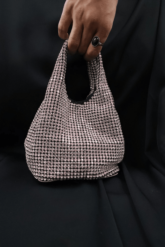 Bolso Rhinestone Hobo Rosa