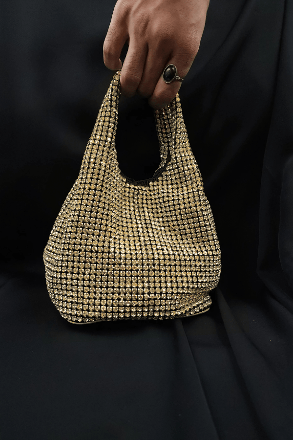 Bolso Rhinestone Hobo Dorado
